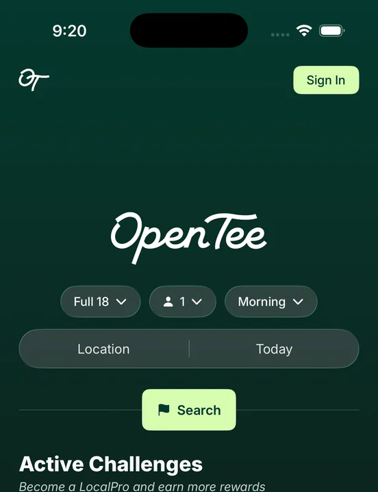 OpenTee app - searching tee times